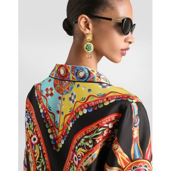 Dolce & Gabbana Carretto-print silk twill vanity shirt, view 5