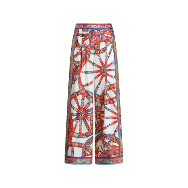 Carretto-print silk twill vanity trousers