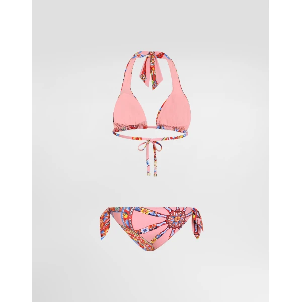 Dolce & Gabbana Carretto-print triangle bikini, view 5