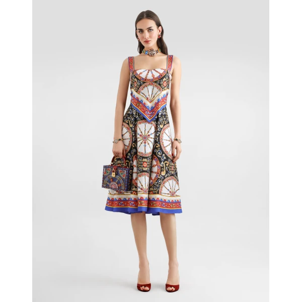 Dolce & Gabbana Carretto-print twill dress, view 2
