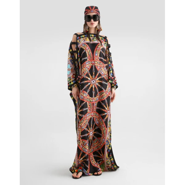 Dolce & Gabbana Carretto-print twill kaftan dress, view 2