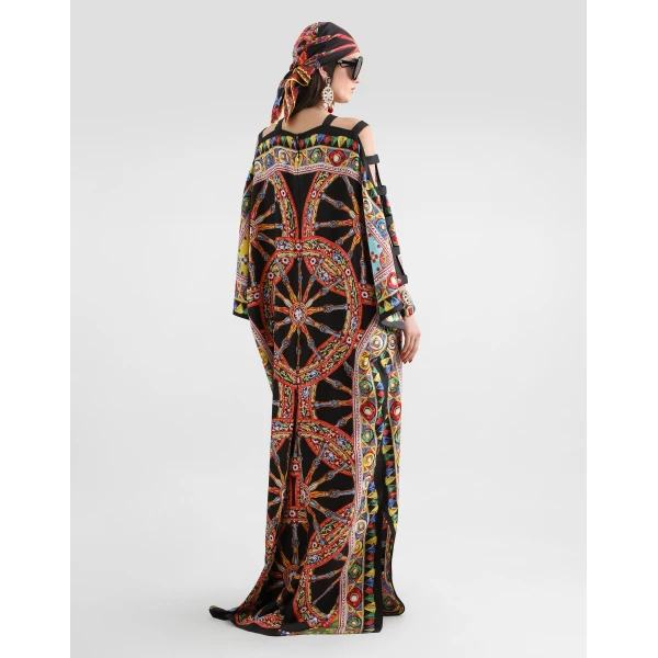 Dolce & Gabbana Carretto-print twill kaftan dress, view 3