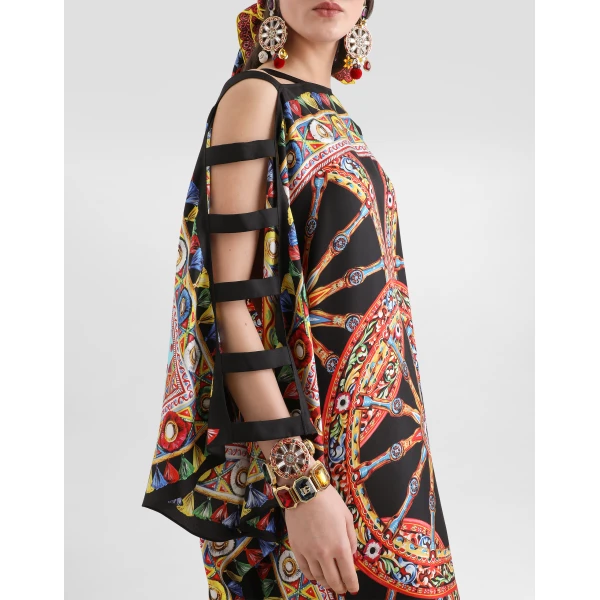 Dolce & Gabbana Carretto-print twill kaftan dress, view 4