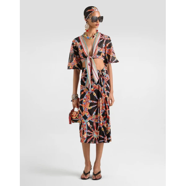 Dolce & Gabbana Carretto-print viscose jersey skirt, view 2