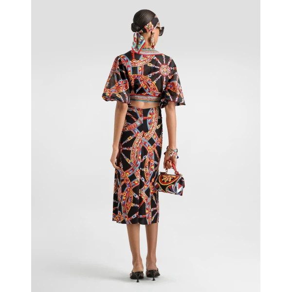 Dolce & Gabbana Carretto-print viscose jersey skirt, view 3