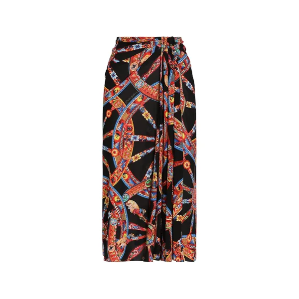 Carretto-print viscose jersey skirt