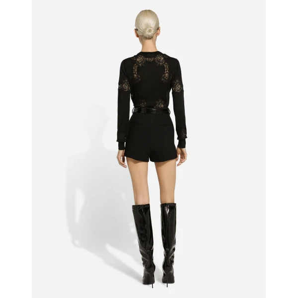 Dolce & Gabbana Cashmere and silk cardigan with lace inlay, view 3