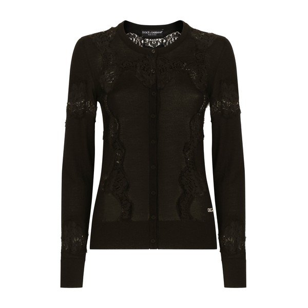 Dolce & Gabbana Cashmere and silk cardigan with lace inlay