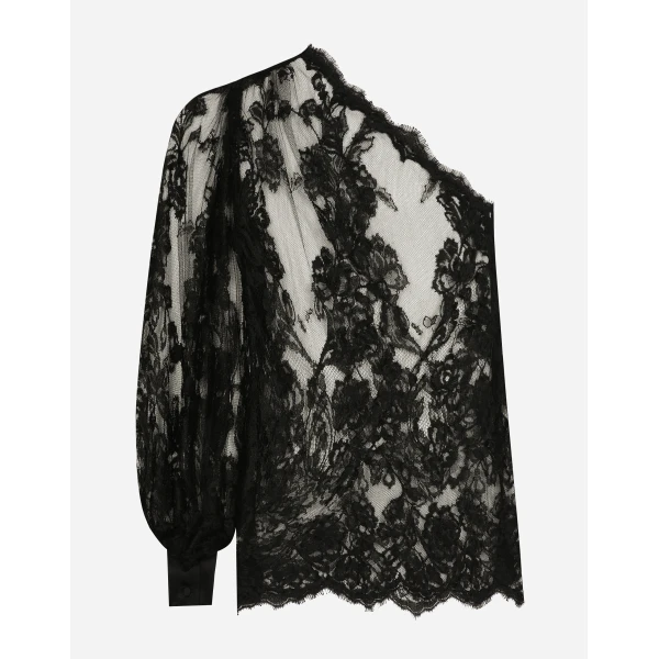 Dolce & Gabbana Chantilly lace one-shoulder blouse, view 2