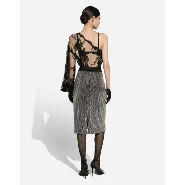 Dolce & Gabbana Chantilly lace one-shoulder blouse, view 4