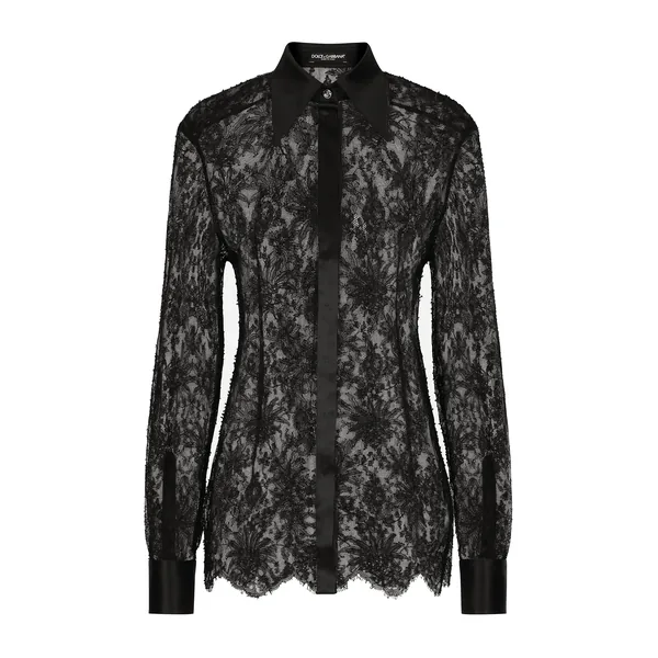 Dolce & Gabbana Chantilly lace shirt with satin details