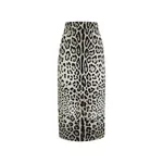 Dolce & Gabbana Charmeuse calf-length pencil skirt with leopard print