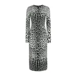 Dolce & Gabbana Charmeuse calf-length sheath dress with leopard print