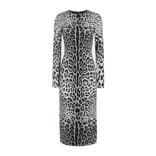 Dolce & Gabbana Charmeuse calf-length sheath dress with leopard print