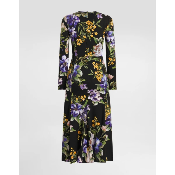 Dolce & Gabbana Charmeuse dress with floral print, view 2