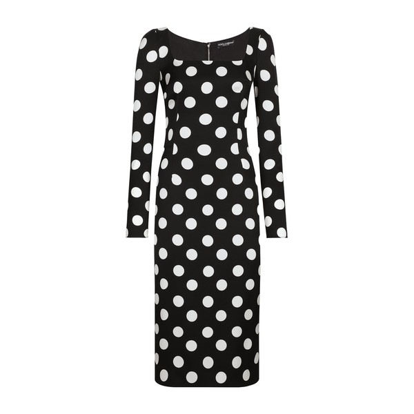 Dolce & Gabbana Charmeuse sheath dress with macro polka-dot print
