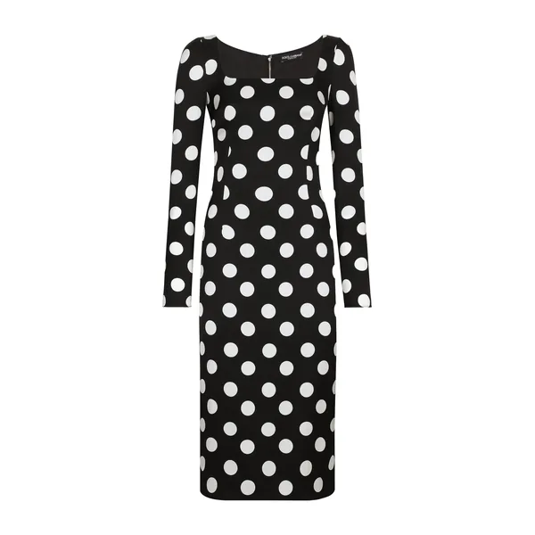 Dolce & Gabbana Charmeuse sheath dress with macro polka-dot print