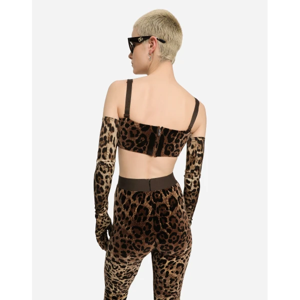 Dolce & Gabbana Chenille leggings with jacquard leopard design, view 5