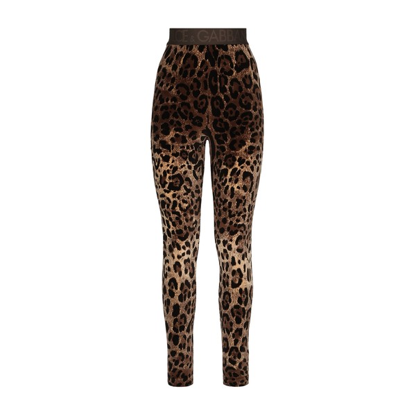 Dolce & Gabbana Chenille leggings with jacquard leopard design