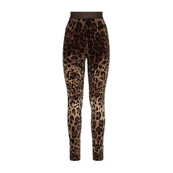 Dolce & Gabbana Chenille leggings with jacquard leopard design