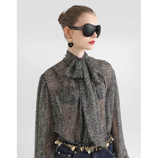Dolce & Gabbana Chevron-print silk chiffon shirt, view 2