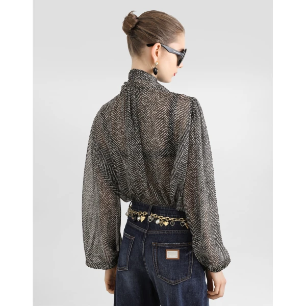 Dolce & Gabbana Chevron-print silk chiffon shirt, view 3
