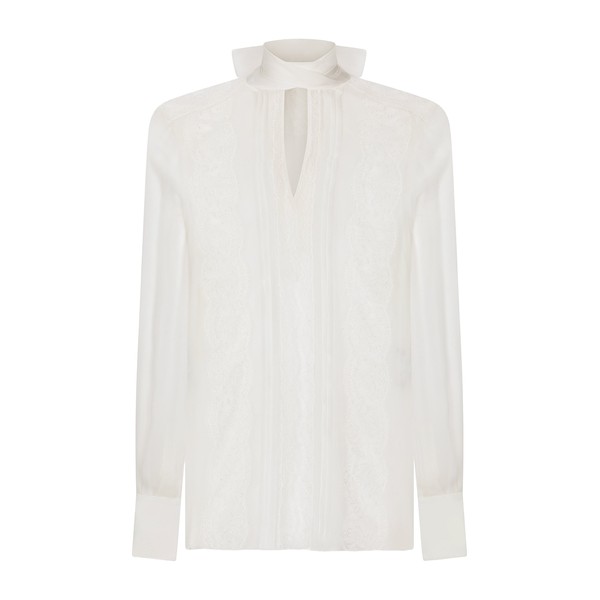 Dolce & Gabbana Chiffon and lace pussy-bow blouse