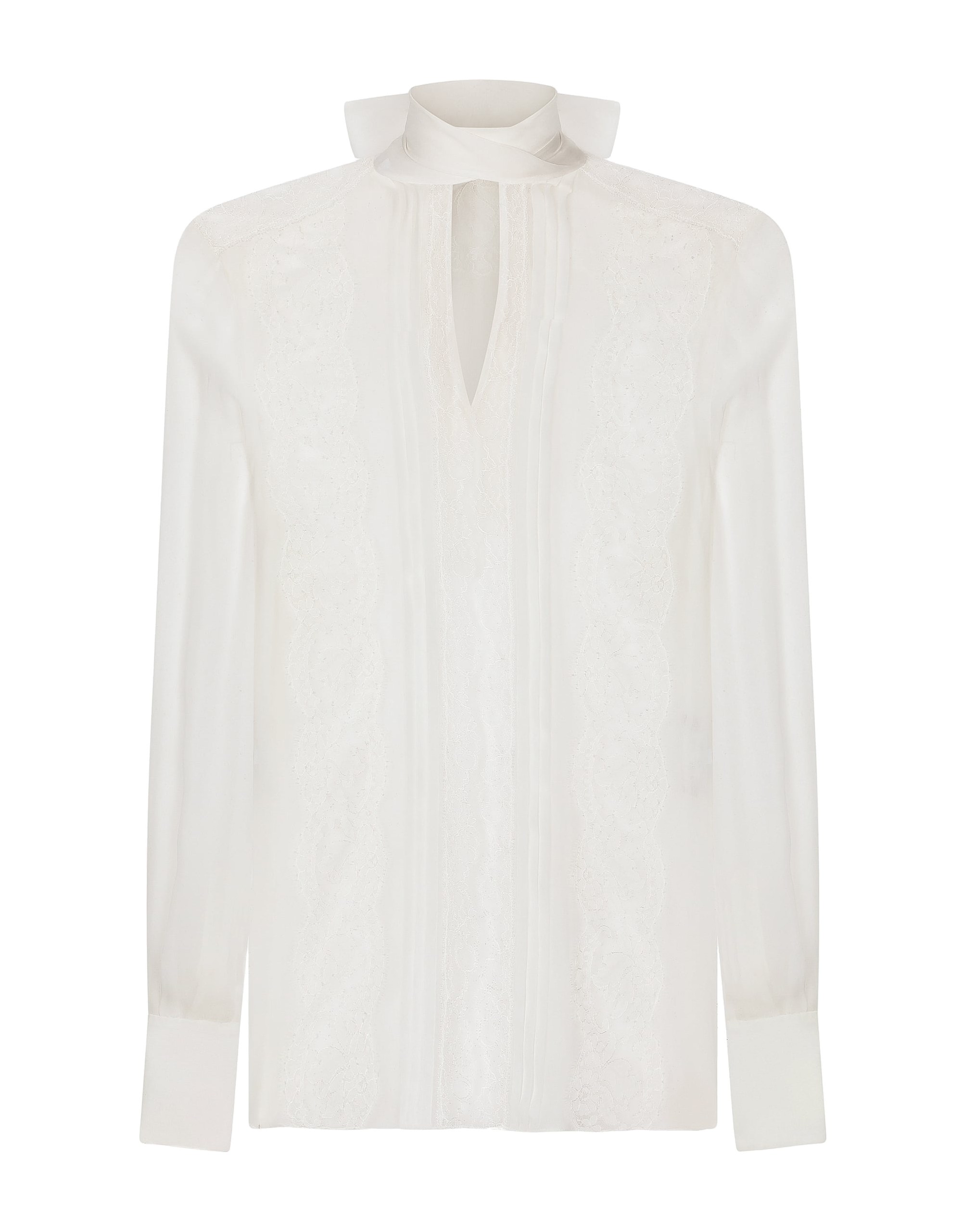 Dolce & Gabbana Chiffon and lace pussy-bow blouse