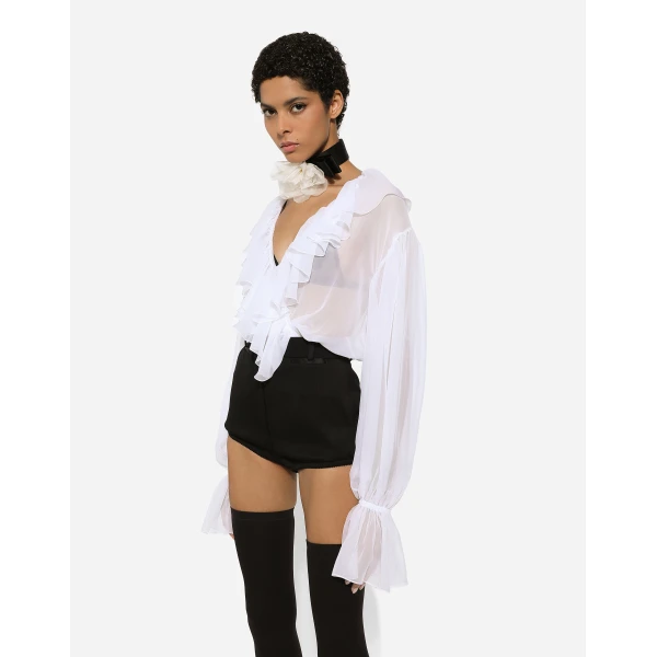 Dolce & Gabbana Chiffon blouse with ruffles, view 6