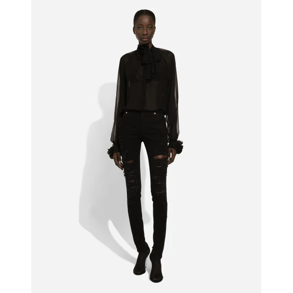 Dolce & Gabbana Chiffon pussy-bow shirt, view 3
