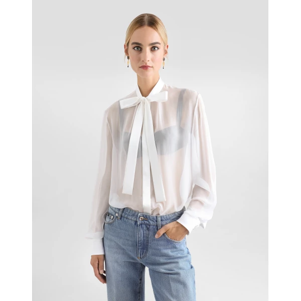 Dolce & Gabbana Chiffon pussy-bow shirt, view 4