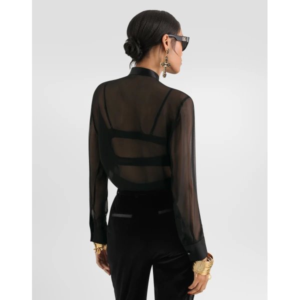 Dolce & Gabbana Chiffon pussy-bow shirt, view 5
