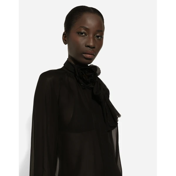 Dolce & Gabbana Chiffon pussy-bow shirt, view 5