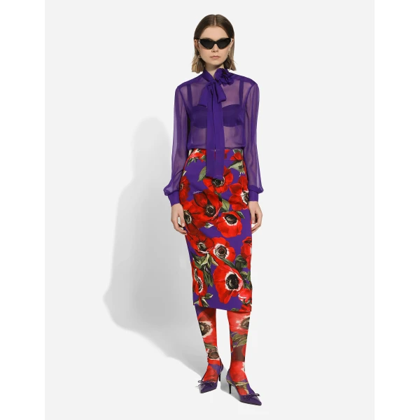 Dolce & Gabbana Chiffon shirt with flower detail, view 2