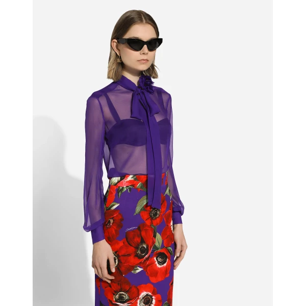 Dolce & Gabbana Chiffon shirt with flower detail, view 4