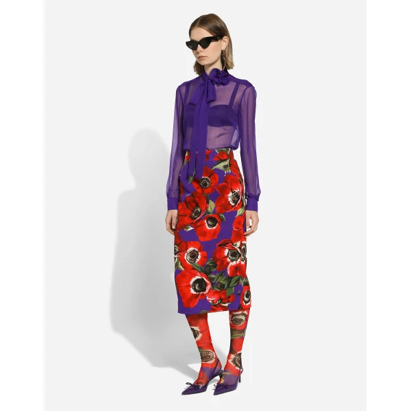 Dolce & Gabbana Chiffon shirt with flower detail, view 5
