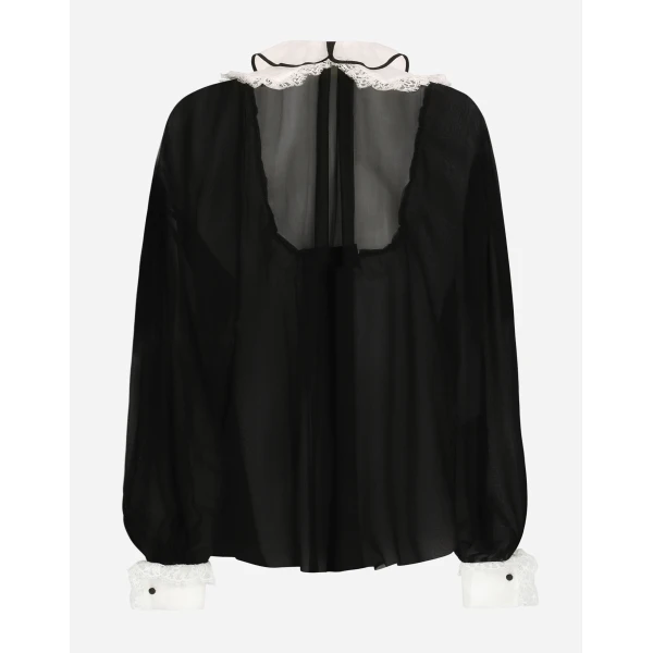 Dolce & Gabbana Chiffon shirt with shirt front and organza cuffs, view 2