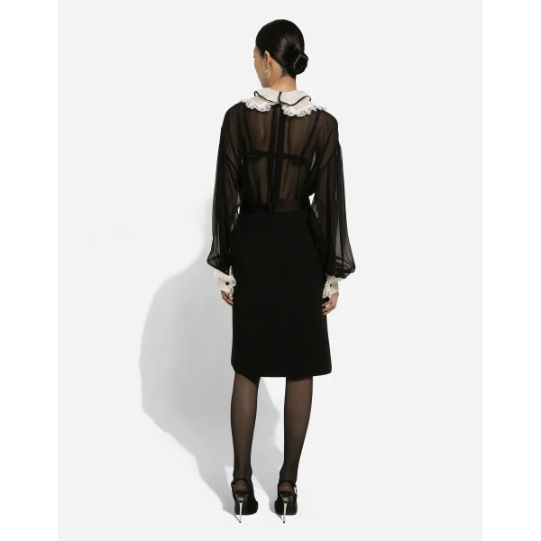Dolce & Gabbana Chiffon shirt with shirt front and organza cuffs, view 4