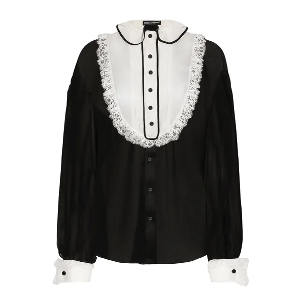 Dolce & Gabbana Chiffon shirt with shirt front and organza cuffs