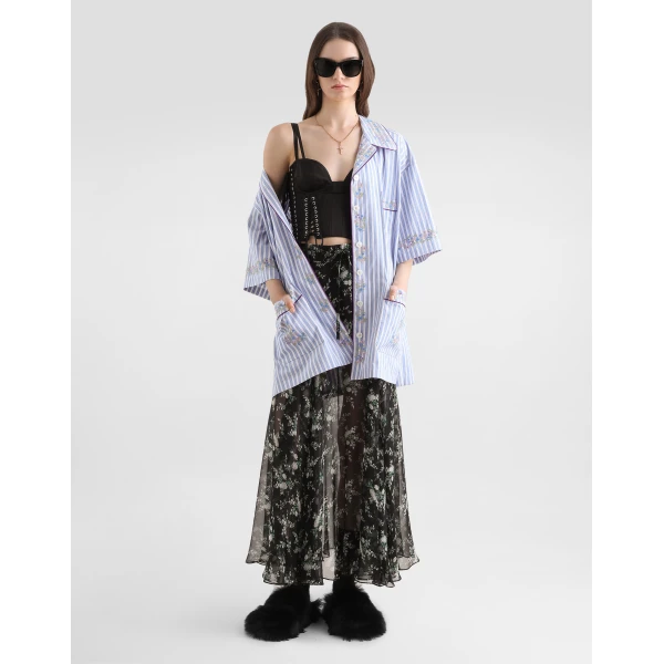 Dolce & Gabbana Chiffon skirt with rose and small flower print, view 2