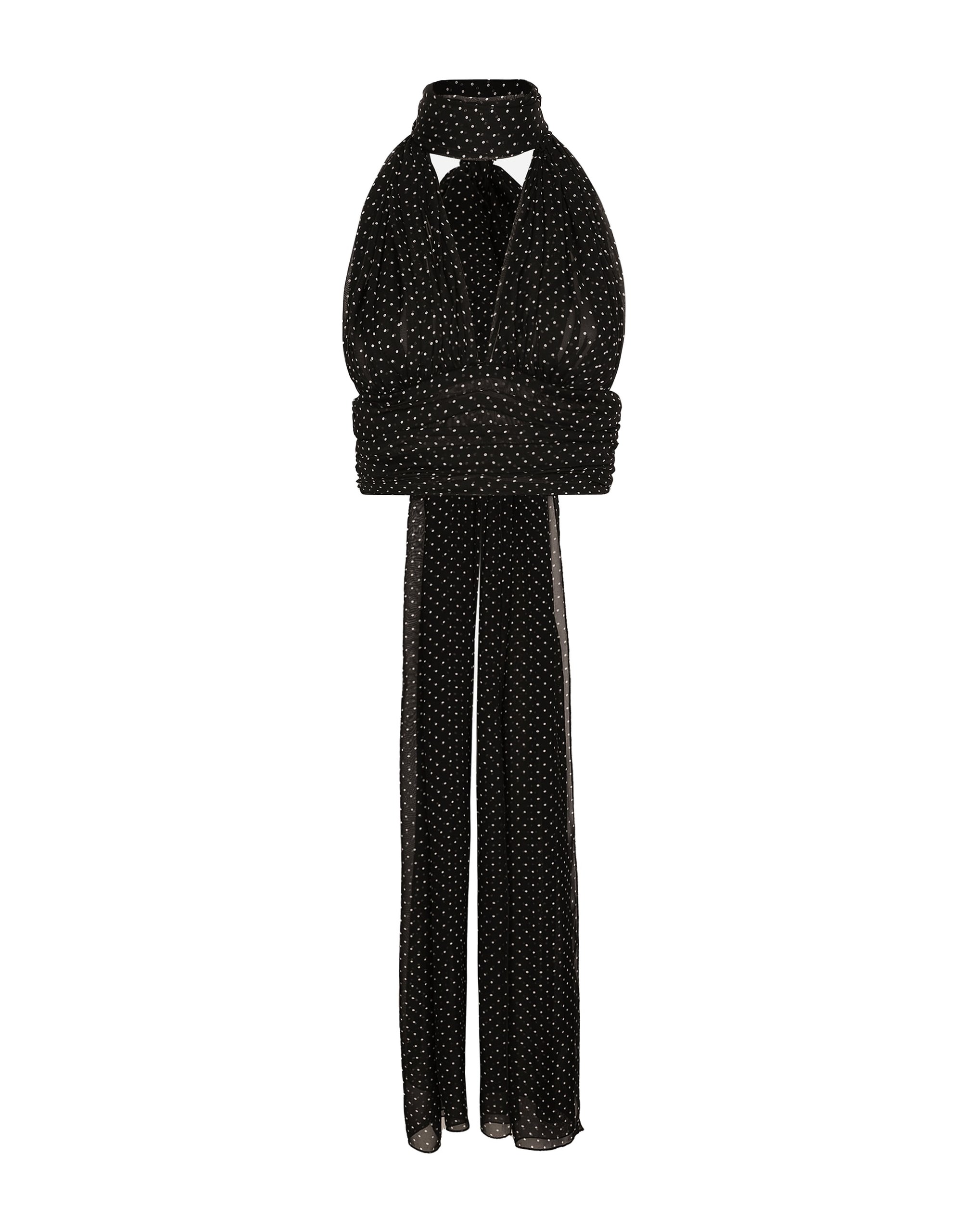 Dolce & Gabbana Chiffon top with polka-dot print and scarf detail