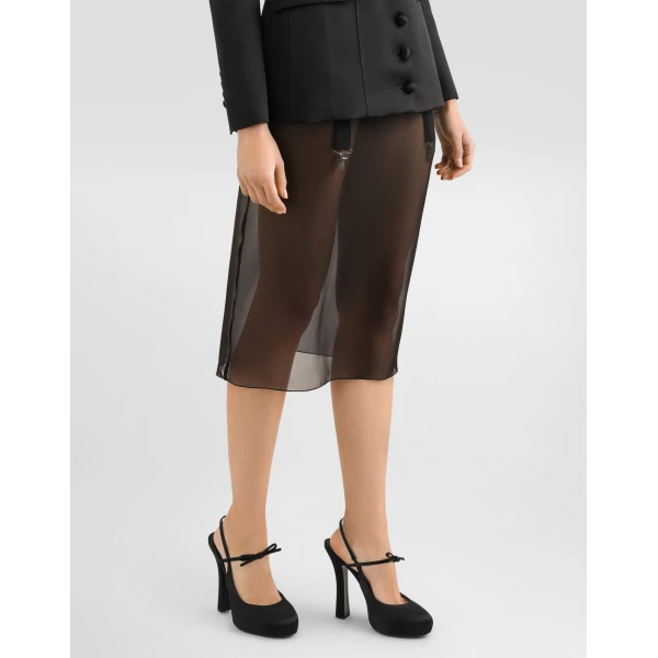 Dolce & Gabbana Chiffon voile calf-length skirt, view 4