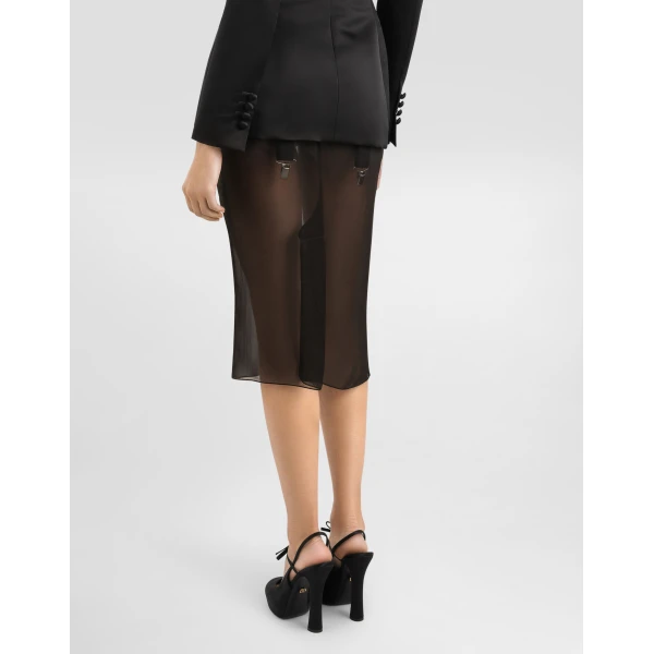 Dolce & Gabbana Chiffon voile calf-length skirt, view 5