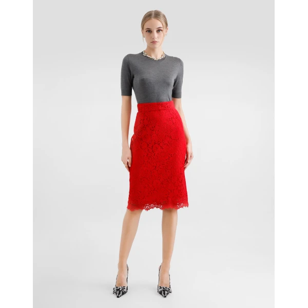 Dolce & Gabbana Cordonetto lace midi pencil skirt, view 2