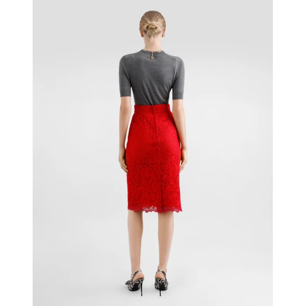 Dolce & Gabbana Cordonetto lace midi pencil skirt, view 3