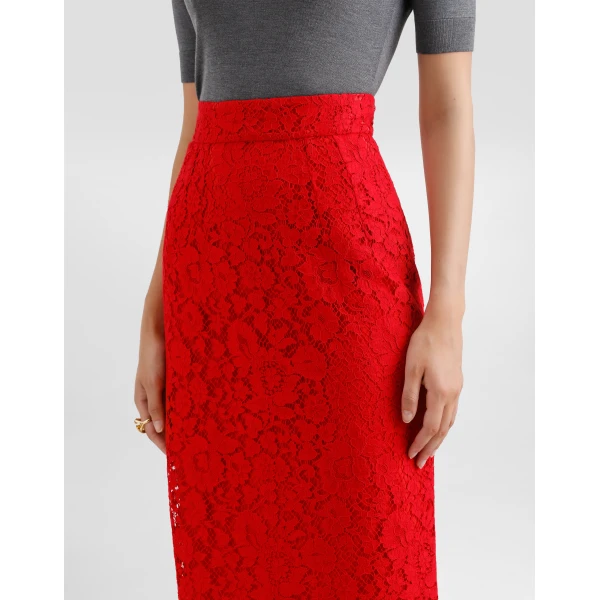 Dolce & Gabbana Cordonetto lace midi pencil skirt, view 4