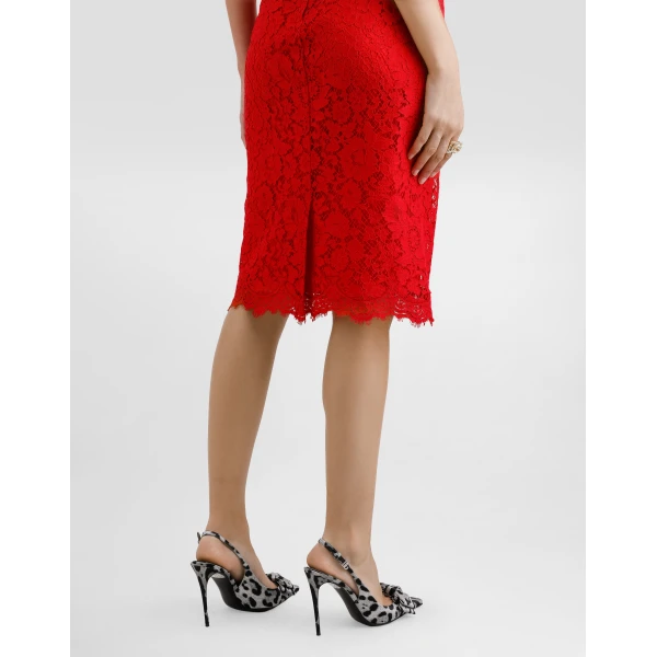 Dolce & Gabbana Cordonetto lace midi pencil skirt, view 5