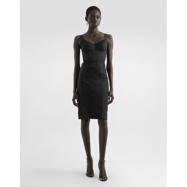 Dolce & Gabbana Corset-style midi dress in powernet and lace, view 2
