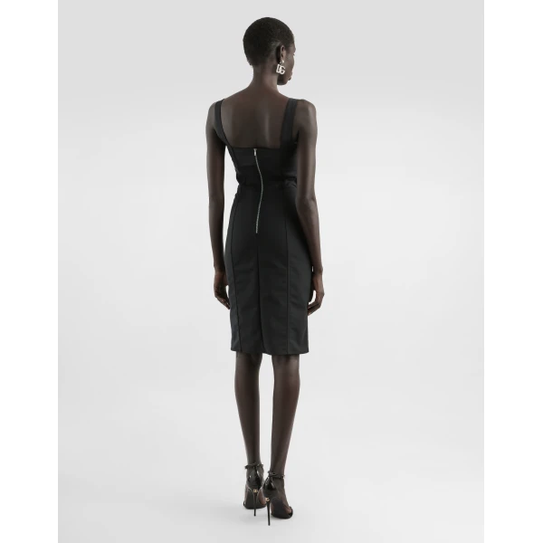 Dolce & Gabbana Corset-style midi dress in powernet and lace, view 3