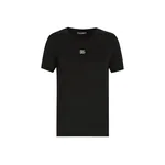 Dolce & Gabbana Cotton T-shirt with Crystal DG logo Top